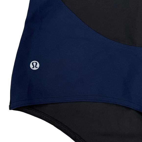 LULULEMON Nulu Asymmetrical Bodysuit Sz 12 Black / True Navy - Picture 4 of 6